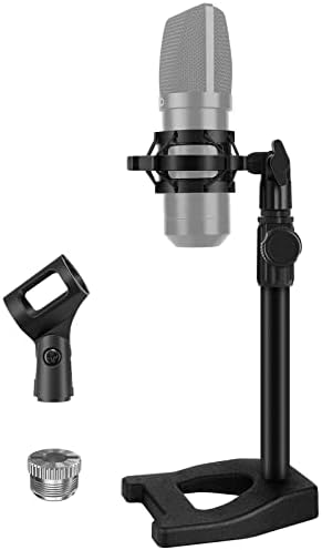 InnoGear Desktop Microphone Stand, Mic Stand Desk Table with Weighted Base Shock Mount Mic Clip 3/8" to 5/8" Adapter Adjustable Height for Hyper X QuadCast Fifine K669B AT2020 Shure SM58 PGA48