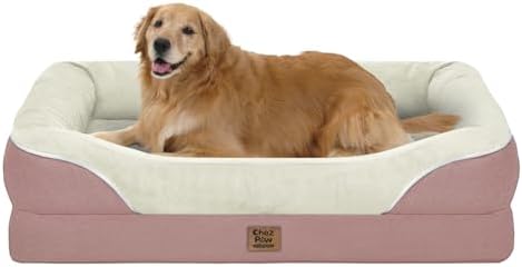 Orthopedic Washable Large Dog Bed - Removable Orthopedic Foam Dog Beds with Bolsters Waterproof Large Dog Bed and Non-Slip Bottom Extra Large Dog Bed Sofa