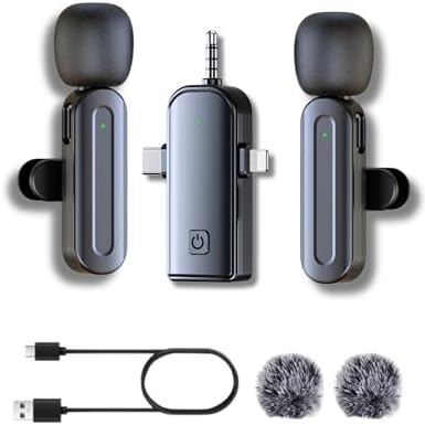 Wireless Lavalier Microphone for iPhone, Android, Smartphones, 3-in-1| USB-C Mini Lapel Mic Clip-On for Interviews, Video Recording, Podcasts, Vlogs, YouTube