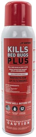 JT Eaton 217P Kills Bed Bugs Plus Aerosol Insecticide Spray, Water-Based Formula with Up to 12 Weeks of Protection for Bedbugs, Dust Mites, Ants, and Roaches