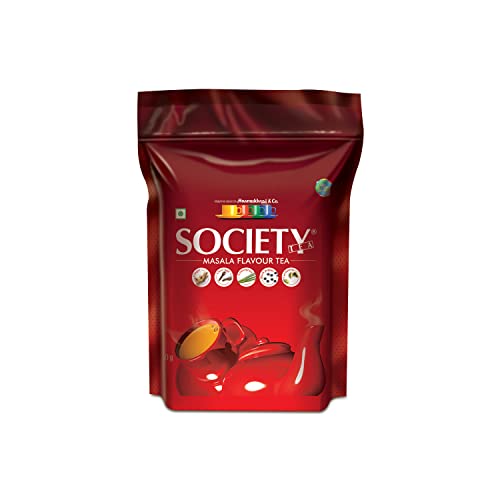 Society Masala Tea 9 Oz with Ginger, Clove Bud, Lemongrass, Black Pepper & Cardamom, 100% Natural Spices, Masala Spiced Chai, Traditional Masala Tea, Strong & Robust Blend, No Gluten, 250 grams