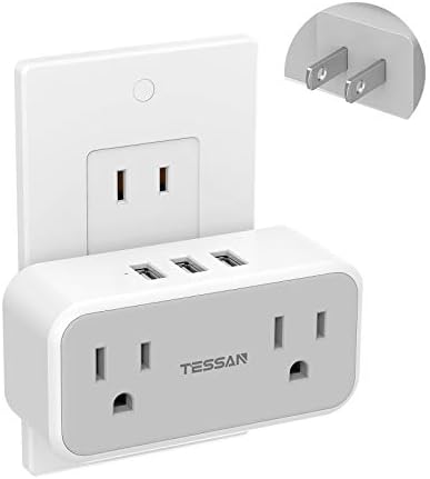 TESSAN 2 Prong to 3 Prong Outlet Adapter, US to Japan Plug Adapter with 2 Outlets 3 USB Ports, Travel Power Splitter for USA to Japanese Canada Mexico Philippines Peru, Type A
