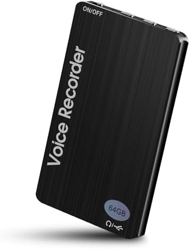 64GB Digital Voice Recorder Voice Activated Recorder for Lectures Meetings - 768 Hours Sound Audio Recorder Microphone and Headphone-Grey