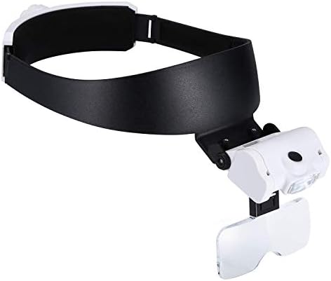 Headband Magnifier with LED Lights – Hands-Free Magnifying Visor for Close Work, Crafts, Jewelry, Watch Repair and Hobbies