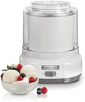 Hamilton Beach Electric Automatic Ice Cream Maker, Frozen Yogurt, Sorbet, Custard, 1.5 quart, White (68880)
