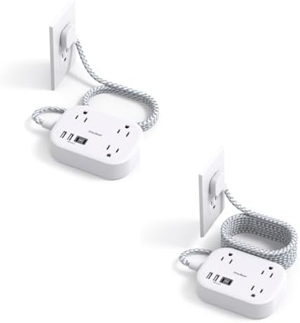 Travel Power Strip, Cruise Ship Essentials with USB C, Flat Plug Extension Cord with 3 Outlets 4 USB Ports(2 USB C), 5 ft +10ft