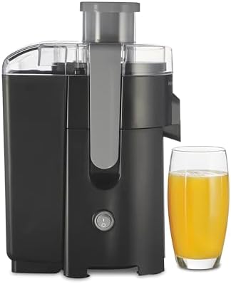Hamilton Beach HealthSmart Juicer Machine, Compact Centrifugal Extractor, 2.4” Feed Chute for Fruits and Vegetables, Easy to Clean, BPA Free, 400W, Black and Gray (67502)