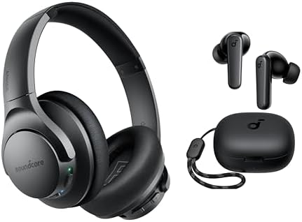 Soundcore Anker Life Q20 Hybrid Active Noise Cancelling Headphones with P20i, Wireless Over Ear Headphones, 60H Playtime, Hi-Res Audio, Deep Bass, Memory Foam Ear Cups, Travel, Office, USB-C Charging