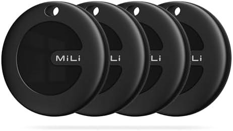 MiLi Bluetooth Tracker for Android, Google Certified Key Finder/Luggage Tracker/Item Locator Compatible with Google Find My Device App, Smart Tracking Tag for Keys, Suitcase, Backpack, Wallet, 4 Pack