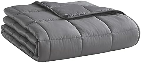 Weighted Blanket (Dark Grey,48"x72"-15lbs) Cooling Breathable Heavy Blanket Microfiber Material with Glass Beads Big Blanket for Adult All-Season Summer Fall Winter Soft Thick Comfort Blanket