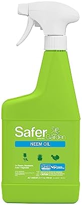 Safer Brand Garden SG5180 Insect Killing Fungicide, Miticide, and Insecticide Neem Oil Spray – Kills Insects & Mites – Controls & Prevents Fungal Disease – OMRI Listed for Organic Use – 24 oz