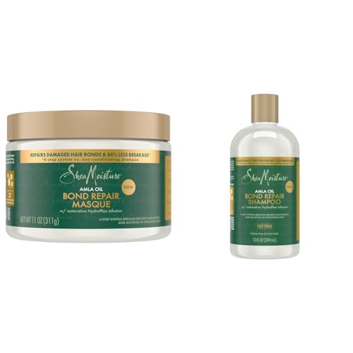 SheaMoisture Bond Repair Amla Oil Shampoo 13 FO & Masque 11 oz to Strengthen Hair with HydroPlex Infusion