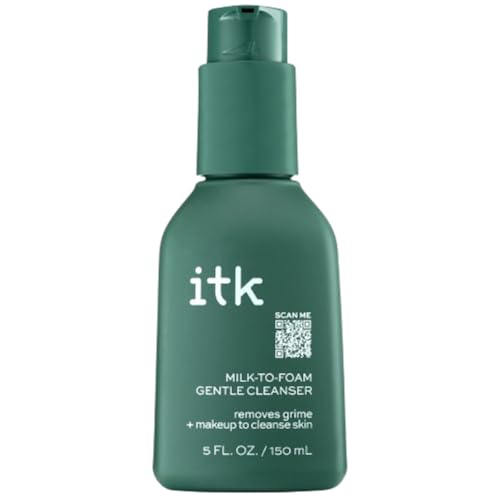ITK 2-in-1 Milk-To-Foam Gentle Face Wash + Makeup Remover - Pro vitamin B5 - Retain Moisture + Pineapple Enzymes + Coconut Enzymes - Cleanses + Moisturizes Skin - Removes Grime + Makeup
