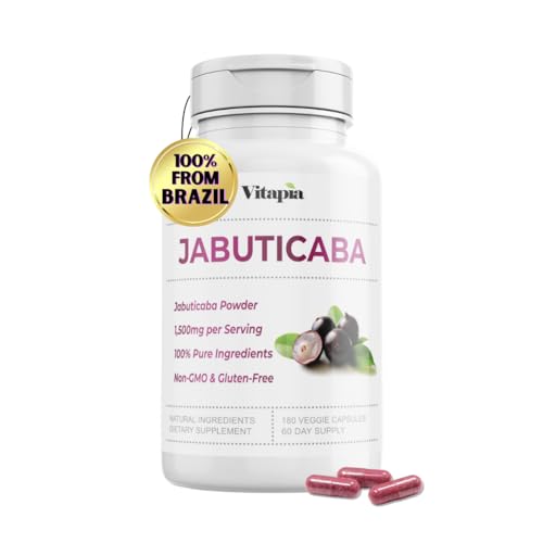 Vitapia Jabuticaba Fruit Powder Supplement for Antioxidant, Better Lung Health, Digestion, Immune Support - 1500mg Per Serving - 180 Vegan Capsules, Non-GMO, Gluten-Free