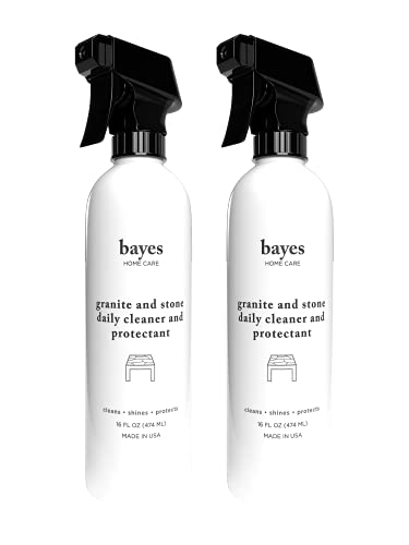 Bayes Granite and Stone Daily Cleaner and Protectant - Cleans, Shines, and Protects - For Granite, Quartz, Marble, Tile, and Natural Stone Surfaces - 16 oz, 2 Pack