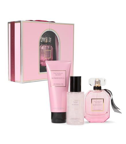 Victoria's Secret Bombshell 3 Piece Luxe Fragrance Gift Set: 1.7 oz. Eau de Parfum, Travel Lotion & Shimmer Mist