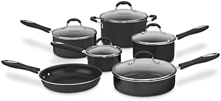 Cuisinart 11-Piece Nonstick Cookware Set, Black, 55-11BK