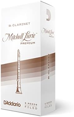 D'Addario Woodwinds Mitchell Lurie Premium Bb Clarinet Reeds - Filed, Featuring Thinner Tip, Thicker Spine - Strength 3.0, 5-Pack
