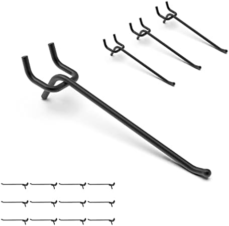 HUHOLE Black Pegboard Hooks 6 Inch, 25PC, Heavy Duty Pegboard Hooks, Fit 1/4" Peg Board