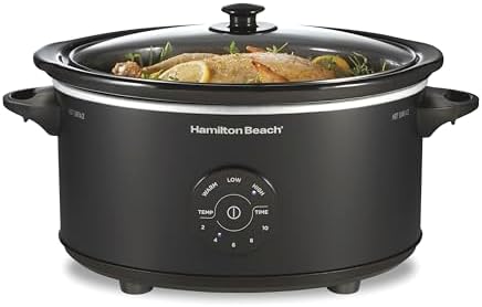 Hamilton Beach 6 Quart Set & Forget Programmable Slow Cooker, 15 Cooking Options With 5 Time and 3 Heat Options, Large Dishwasher Safe Stoneware Crock and Glass, Black (33762)