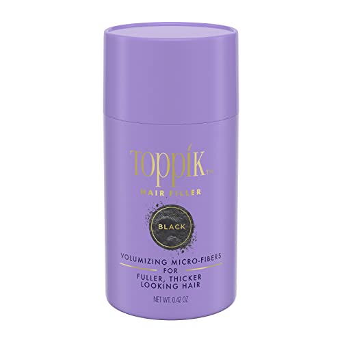 Keratin Hair Fiber Powder 12g - Hair Thickener for Women, Camoflauge Roots, Fills Hairline Gaps For Fuller Hair - Black
