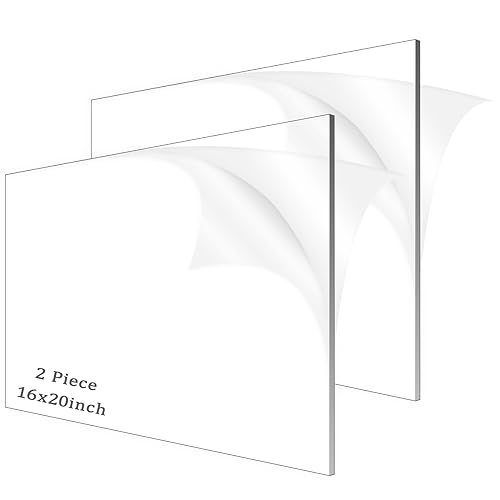 Acrylic Sheets,Clear Cast Plexiglass with Protective Paper for Signs DIY Display Projects,Craft,Photo Frames (2 Piece 16"×20'' 3mm, 2)