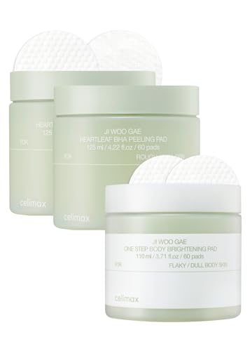celimax Ji.Woo.Gae Heartleaf BHA Peeling Pad Double Edition(60pads*2) + ONE STEP Body Brightening Pad 110ml (60 pads) Bundle