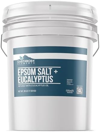 Earthborn Elements Eucalyptus Epsom Salt 5 Gallon Bucket, Pure & Undiluted, Soothing Aroma
