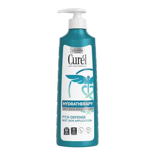 Curel Hydra Therapy, Itch Defense Moisturizer, Wet Skin Lotion, 12 Ounce, with Advanced Ceramide Complex, Vitamin E, & Oatmeal Extract, Helps to Repair Moisture Barrier