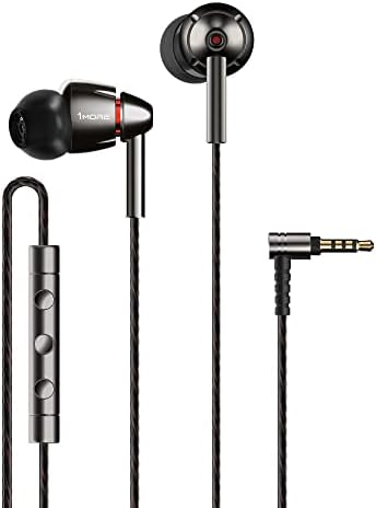 1MORE Quad Driver in-Ear Earphones Hi-Res High Fidelity Headphones Warm Bass, Spacious Reproduction, High Resolution, Mic in-Line Remote Smartphones/PC/Tablet - Silver/Gray