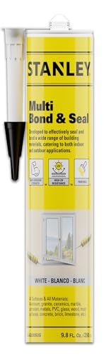 Stanley Hybrid Polymer Multi Bond & Seal -1x9.8 fl.oz. - Bonding and Sealing Caulk for Roofing and Gutter, Window and Door, Flexible, Eco-Friendly and Paintable Adhesives & Sealants, 1 Pack