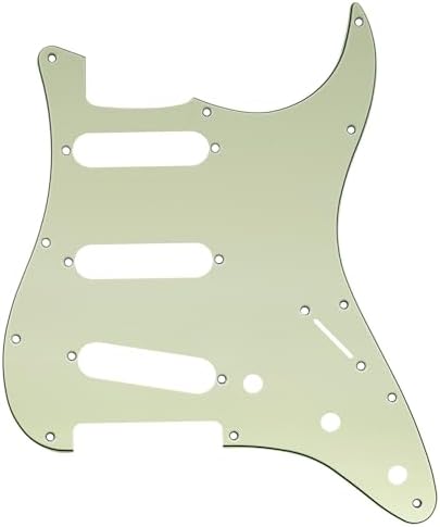 Musiclily SSS 11 Hole Strat Pickguard ST Guitar Pick Guard Scratch Plate for Fender American/Mexican Standard Stratocaster Modern Style Electric Guitar,3ply Mint Green