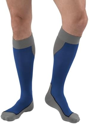 JOBST Sport Knee High 20-30 mmHg Compression Socks, Royal Blue/Grey, Medium