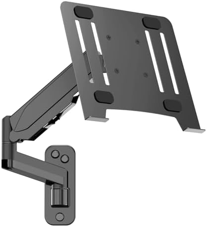 Laptop Wall Mount, 2-in-1 Gas Spring Wall Holder with Laptop Tray for 12"-17" Notebook/13-32 Computer Screen, Full Motion Adjustable Wall Mount Laptop Stand Holds 3.3-17.6lbs