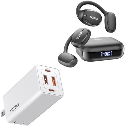 TOZO OpenEgo Wireless Open Ear Headphones C2 Power Adapter White