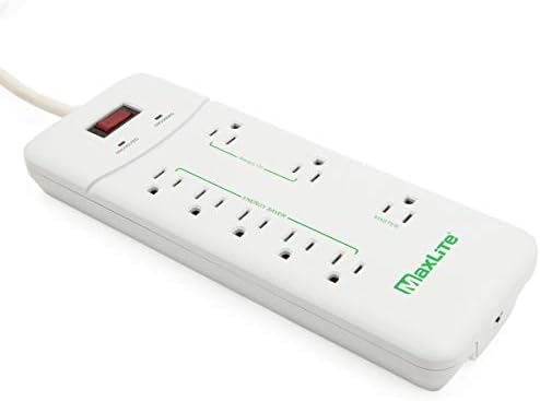 MaxLite Advanced Power Strip with 8 RECEPTACLES and 1350 Joules of Surge Protection,White,APS-8/1350J