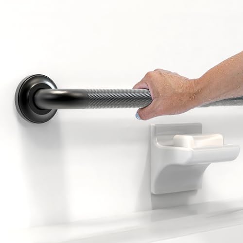 1-1/4" Knurled Grab Bar, ADA Compliant Bath Safety Shower Handrail, Bathroom Mobility Aid Handle for Seniors and Disabled, Heavy Duty 500lbs Support