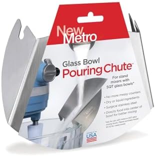 New Metro Design PC-GL Pouring Chute for Glass Bowl Pouring Chute for Glass Bowl, works with KitchenAid Tilt-Head Glass Bowl, Silver, Set of 1
