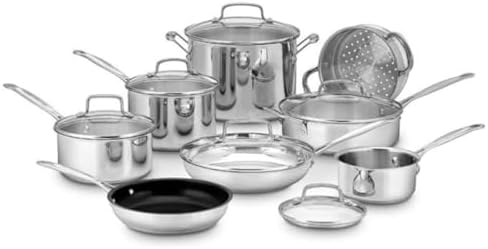 Cuisinart 14-Piece Cookware Set, Chef's Classic Stainless Steel Collection, 77-14N
