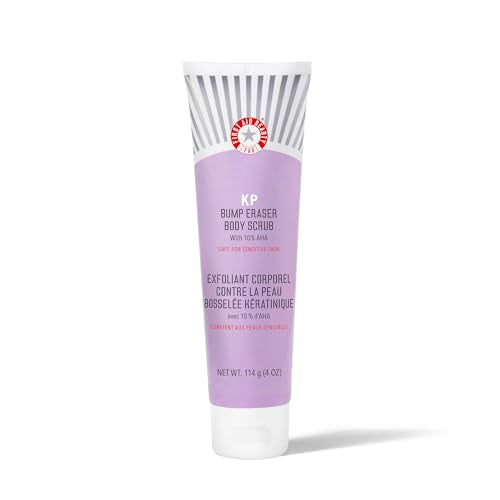 First Aid Beauty - KP Bump Eraser Body Scrub with 10% AHA, Keratosis Pilaris Skin Exfoliater with Glycolic and Lactic acids, Helps Reduce Chicken Skin Bumps, Safe for Sensitive Skin, 4 oz