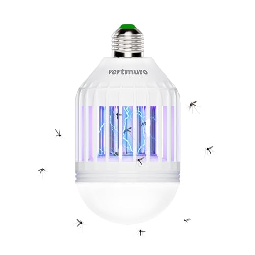 vertmuro Bug Zapper Light Bulb, 2-in-1 Indoor Electric Mosquito Killer Lamp with UV LED Light, Fly Insects Trap for Home Entryway Balcony Patio(1 Pack)