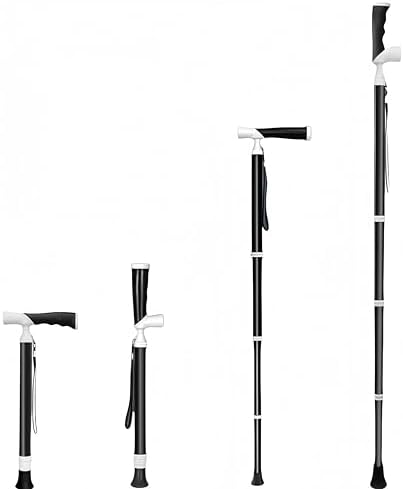 Ruyi Folding Cane for Stability, Walking Cane for Men, Folding Canes for Women Adjustable for Travel, Dual Modes Handle (Sticks or Canes) with Daily Pill Box