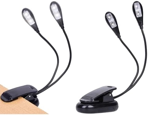 TEECOO 2 Pack Music Stand Light, Clip on Piano Light, USB and AAA Battery Operated, Eye Caring LED Book Lights, 2 Arm x 2 Brightness Levels, Ideal for Piano,Sheet Music,Guitar,Orchestra,Kids