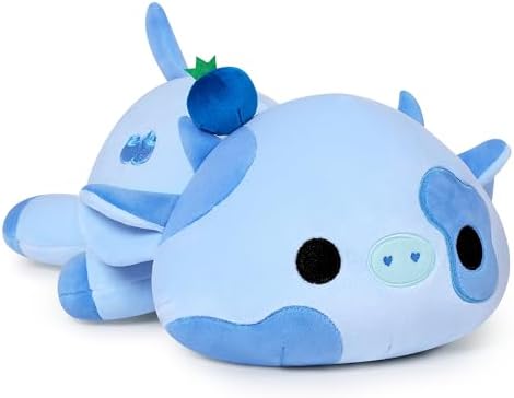 Onsoyours Cute Cow Plushie, Soft Stuffed Blueberry Cow Squishy Plush Animal Toy Pillow for Kids (Blueberry Cow, 12")