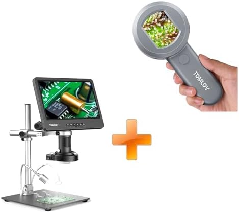 TOMLOV P10 Microscope for Adults Kids, Portable 100X Illuminated Jewelers Loupe, Handheld Coin Magnifier with Light for Collectors+DM602 Pro