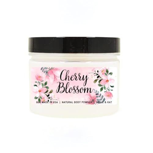 Cherry Blossom Scented Body Powder for Men & Women, Perfume Dusting Powder, Bath Powder with Fragrance & Essential Oils, Talc Free 8oz Container, Made in USA