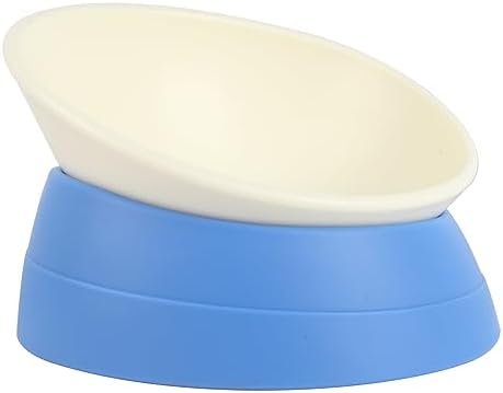 Bulldog Bowl Anti-Slip Dog Cat Dish Detachable Rubber Dog Bowl Pet Sterile Tilted Pet Feeder Slope Base (Blue, 3.5 Cup (Medium/Large Dog))