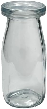 6.76 oz / 200ml Vintage Glass Bottle with Leakproof Clear Lid, Reusable & Eco-Friendly – Ideal for Milk, Juices, Smoothies, Infused Water, BPA-Free Glass Bottle (6-Pack)