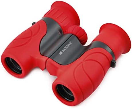 KODAK BCS100 Kids Binocular - Compact Binocular Binocular for Kids, Soft Eraser, Ergonomic Binocular, 8X Magnification, Strap and Carry Case Included - Red