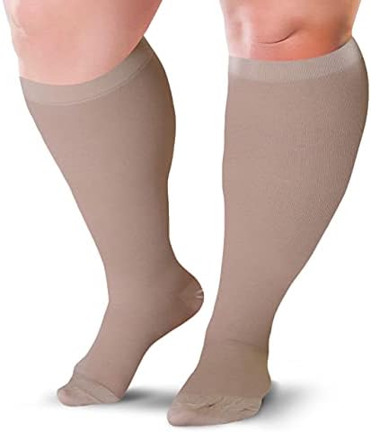 Compression Socks 20-30 mmHg for Women & Men - Knee High Stockings (X-Large, Beige)